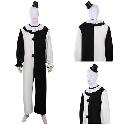 Art the Clown Terrifier Costume Dress Outfit Latex Masks Kids Adult Men Women Roleplay - Costume A / 110