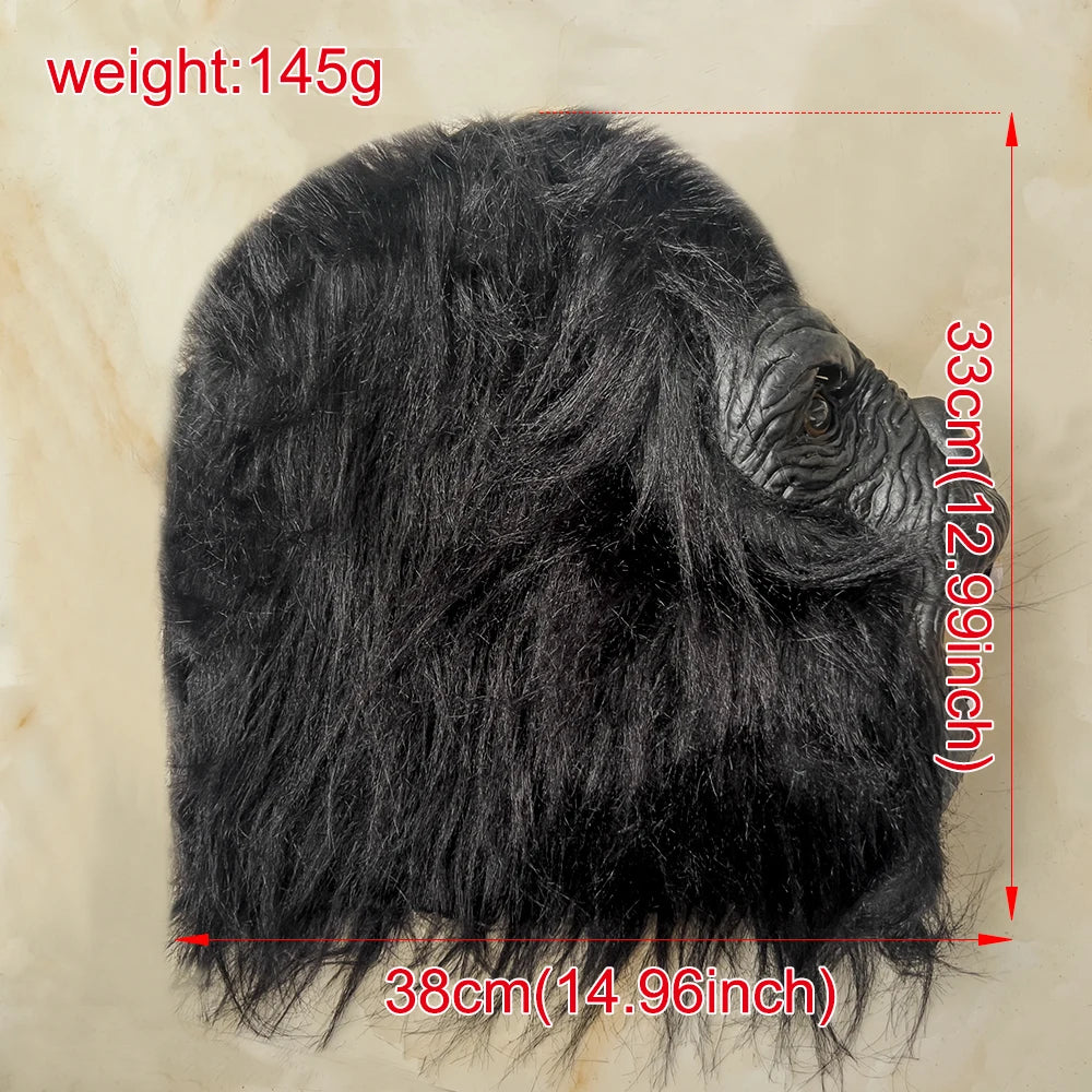 Black Realistic Gorilla Latex Mask For Halloween Party Cosplay Costume Prop Full Face