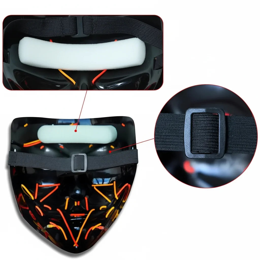 2-Piece LED Light-Up Halloween Masks – Full Face