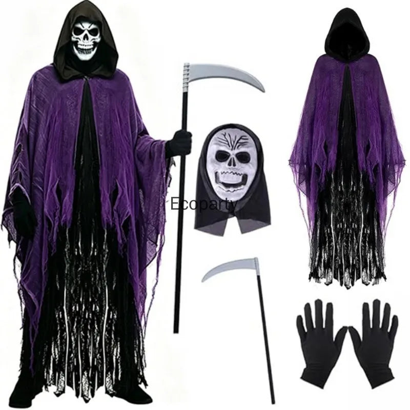 Adult Grim Reaper Costume – Hooded Cloak & Horror Accessories