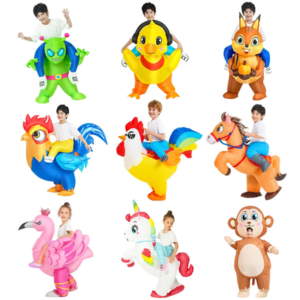 Child Kids Mascot Dinosaur Inflatable Costumes Unicorn Rooster Anime Dress Suits