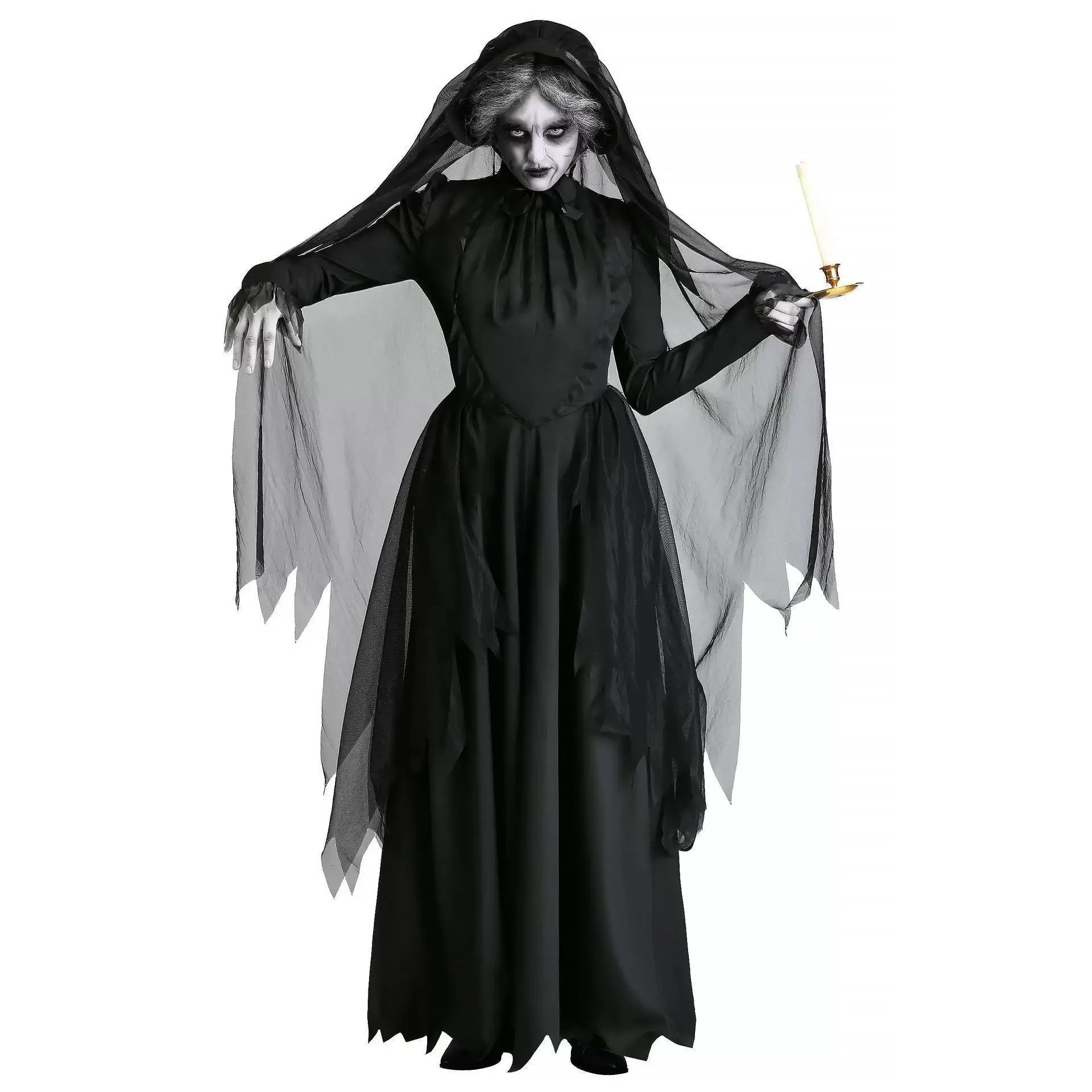 Women Halloween Gothic Witch Ghost Bride Cosplay Costume Multi‑Style Black - product image 8