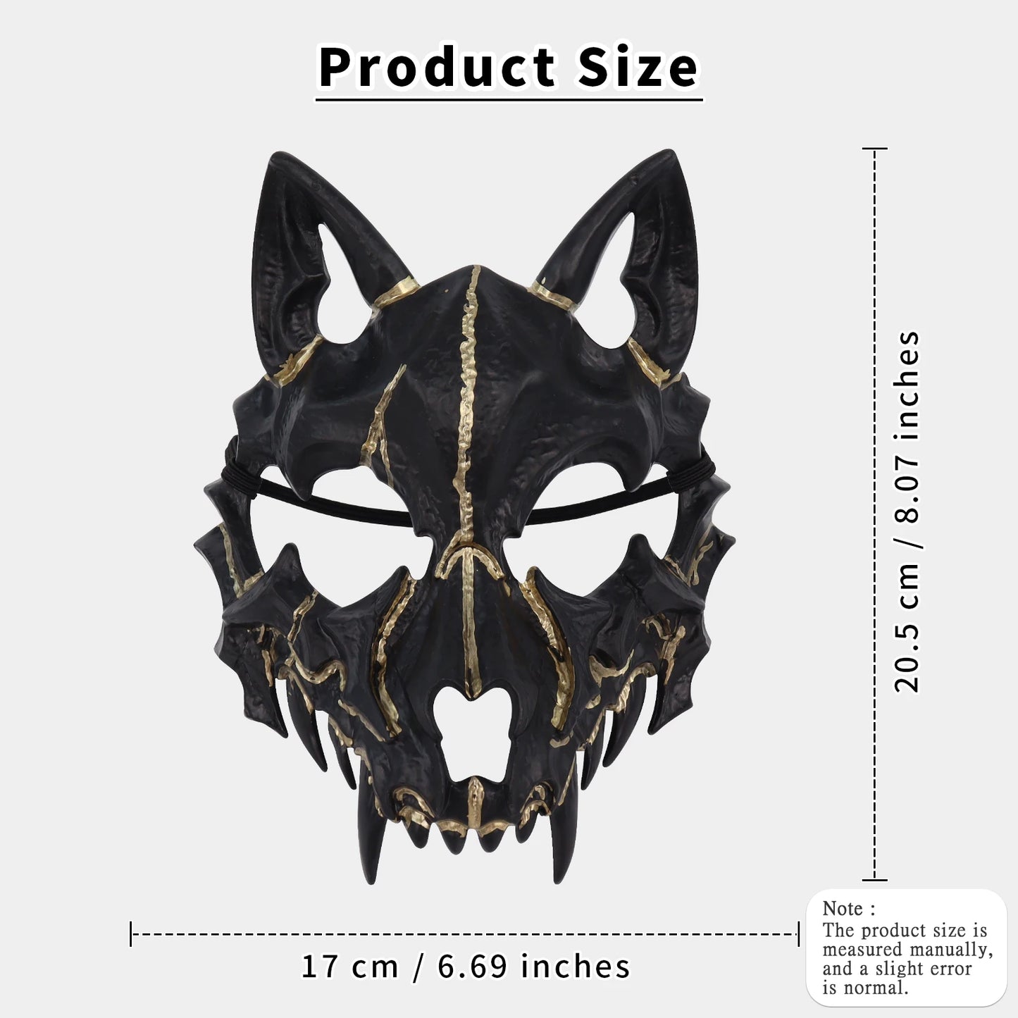 Scary Animal Half Face Mask Costume Accessory for Halloween - Blacksilver