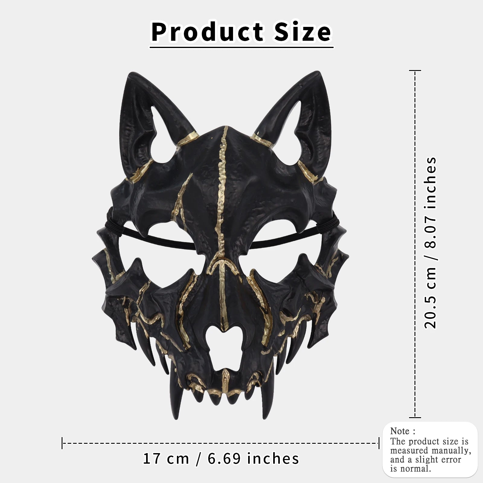 Scary Animal Half Face Mask Costume Accessory for Halloween - Blacksilver