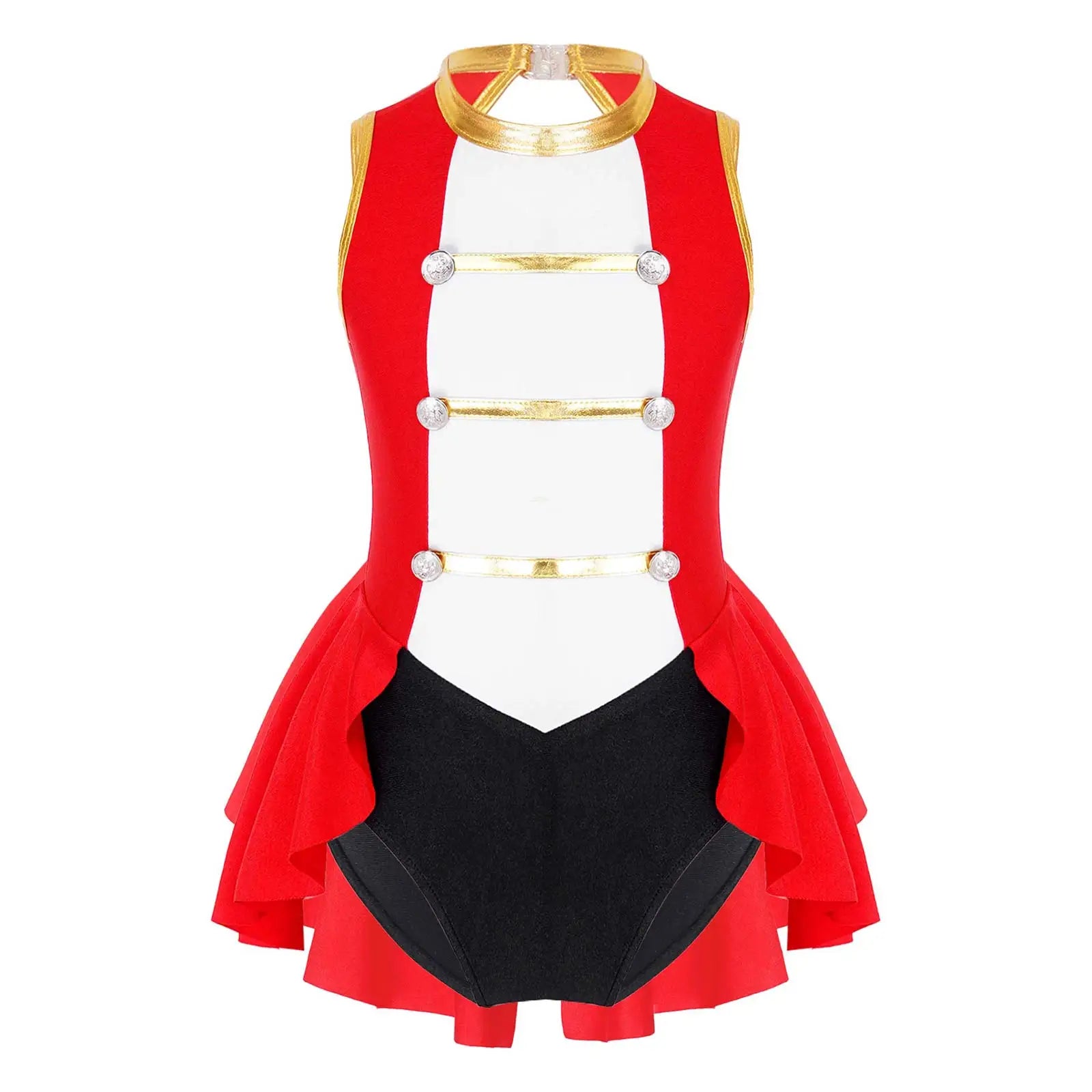 Girls Ringmaster Circus Clown Outfits Costume Dance Leotard Drum Majorette Halloween - Purple E / 16