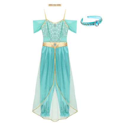 Women's Arabian Prince Belly Dance Princess Jumpsuit Indian Gems Costume - alternate view 3