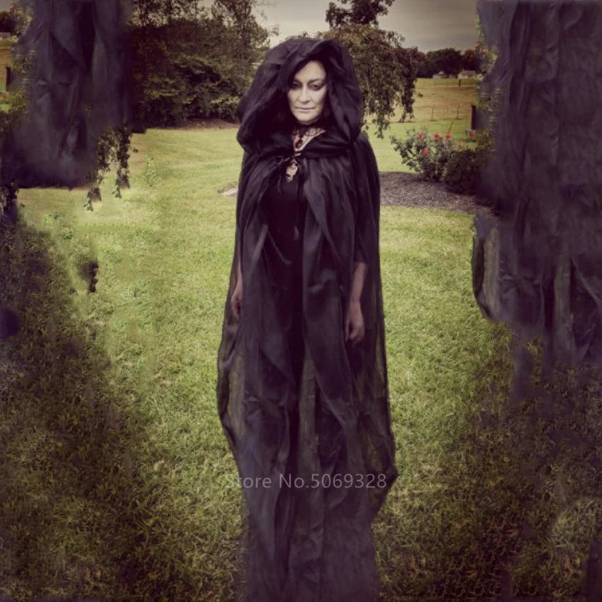 Witch Women Scary Zombie Vampire Halloween Costume Horror Spooky Ghost Sexy Dress+Colak Medieval Hooded Cape Day Of The Dead