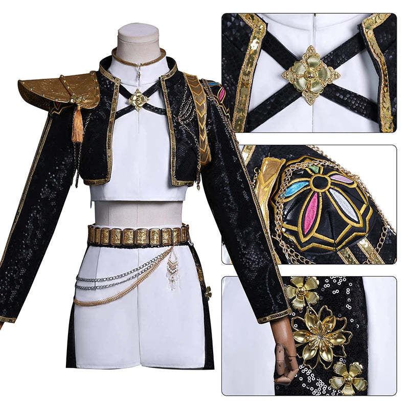Black Golden Rumi Zoey Mira Costume Wig Women Suit Halloween Party Role Playing Outfit - product image 2
