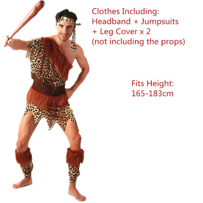 Men Women African Original Savage Costume Adults Wildman Costume Dress - 17 / One Size