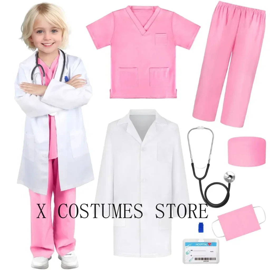 Kid's Doctor Costume Nurse Costume Nurse Suit Doctor's V Neck Surgical Suit Boys