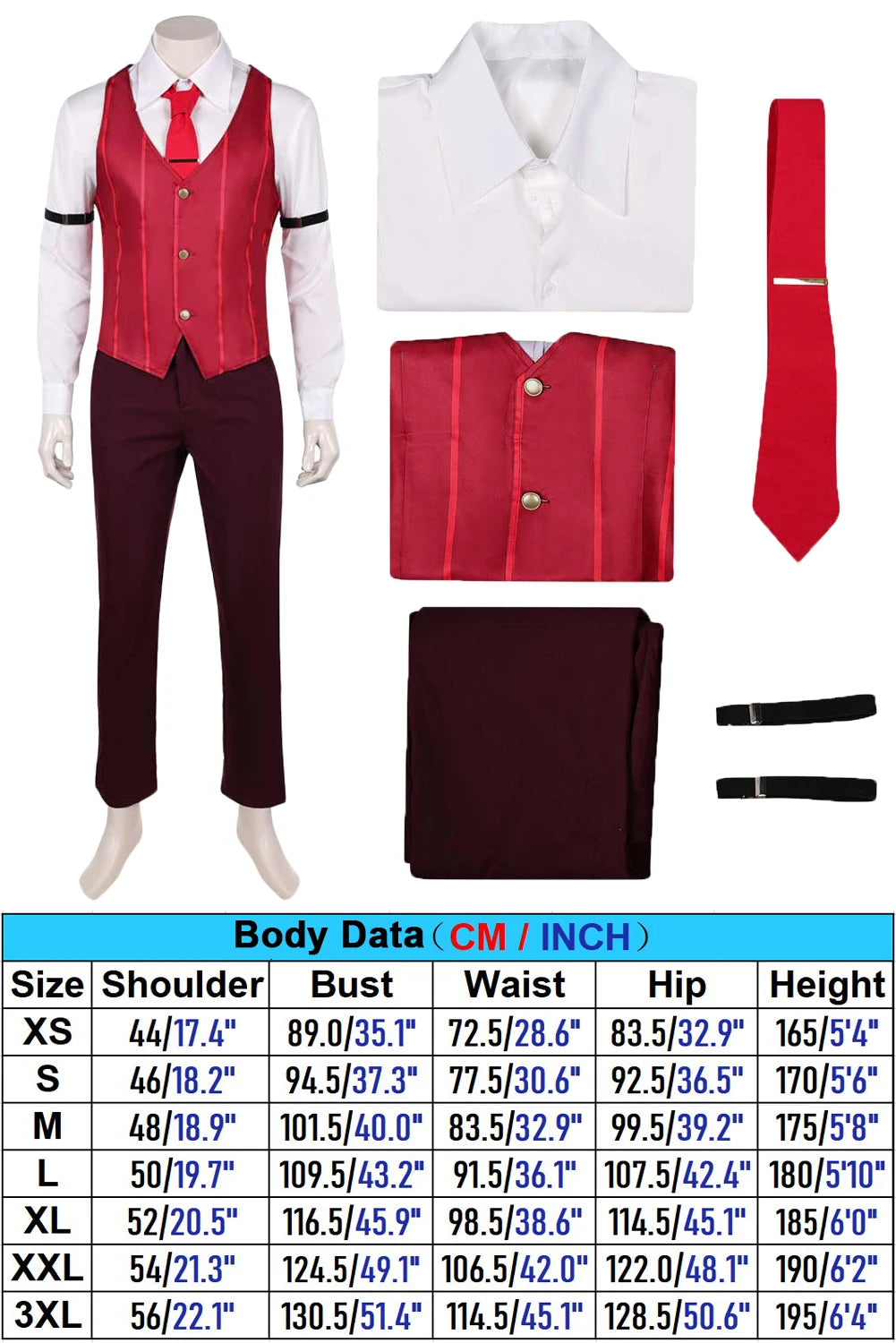 Human Alastor Costume TV Hell Inn Costume Adult Men Fantasy Halloween - Body Data / XXXL