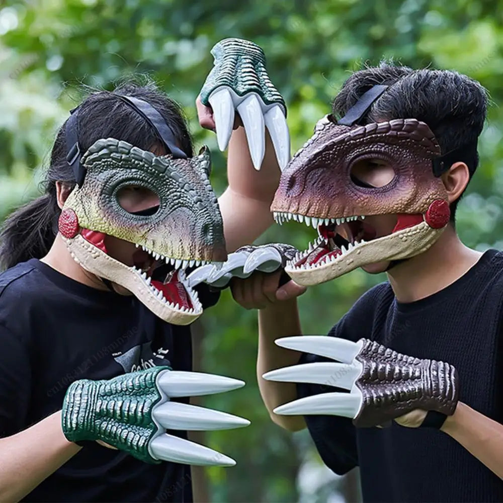 Halloween Moving Jaw Dino Mask with Dinosaur Scream 3D Dinosaur Claws Lifelike Dinosaur Mask Headwear for - product image 1