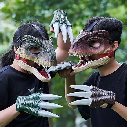 Halloween Moving Jaw Dino Mask with Dinosaur Scream 3D Dinosaur Claws Lifelike Dinosaur Mask Headwear for - product image 1