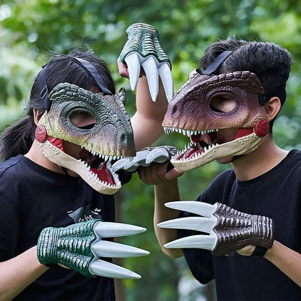Halloween Moving Jaw Dino Mask with Dinosaur Scream 3D Dinosaur Claws Lifelike Dinosaur Mask Headwear for - product image 1