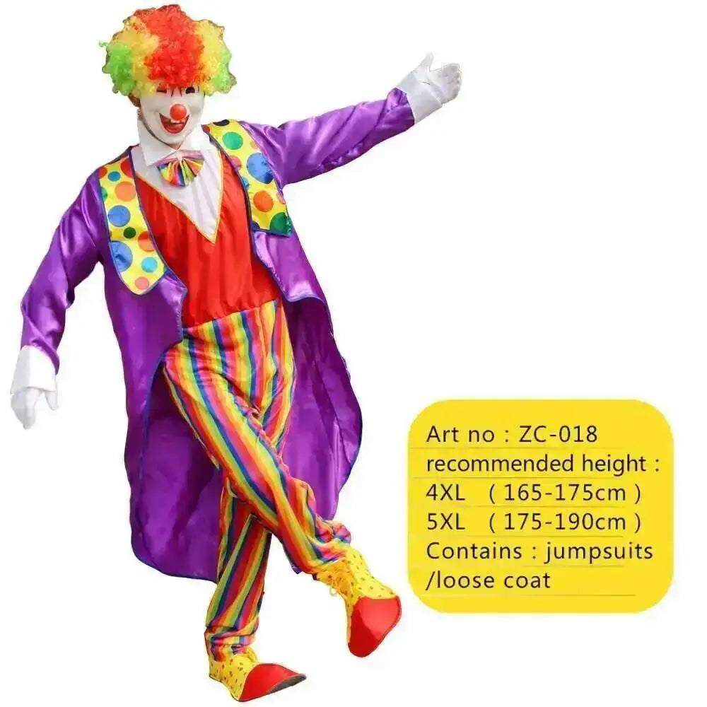 Adults Clown Costumes Joker Bodysuit for Men Magician Performance Fancy Halloween Outfits - Zc-007 / 5xl height175-190cm