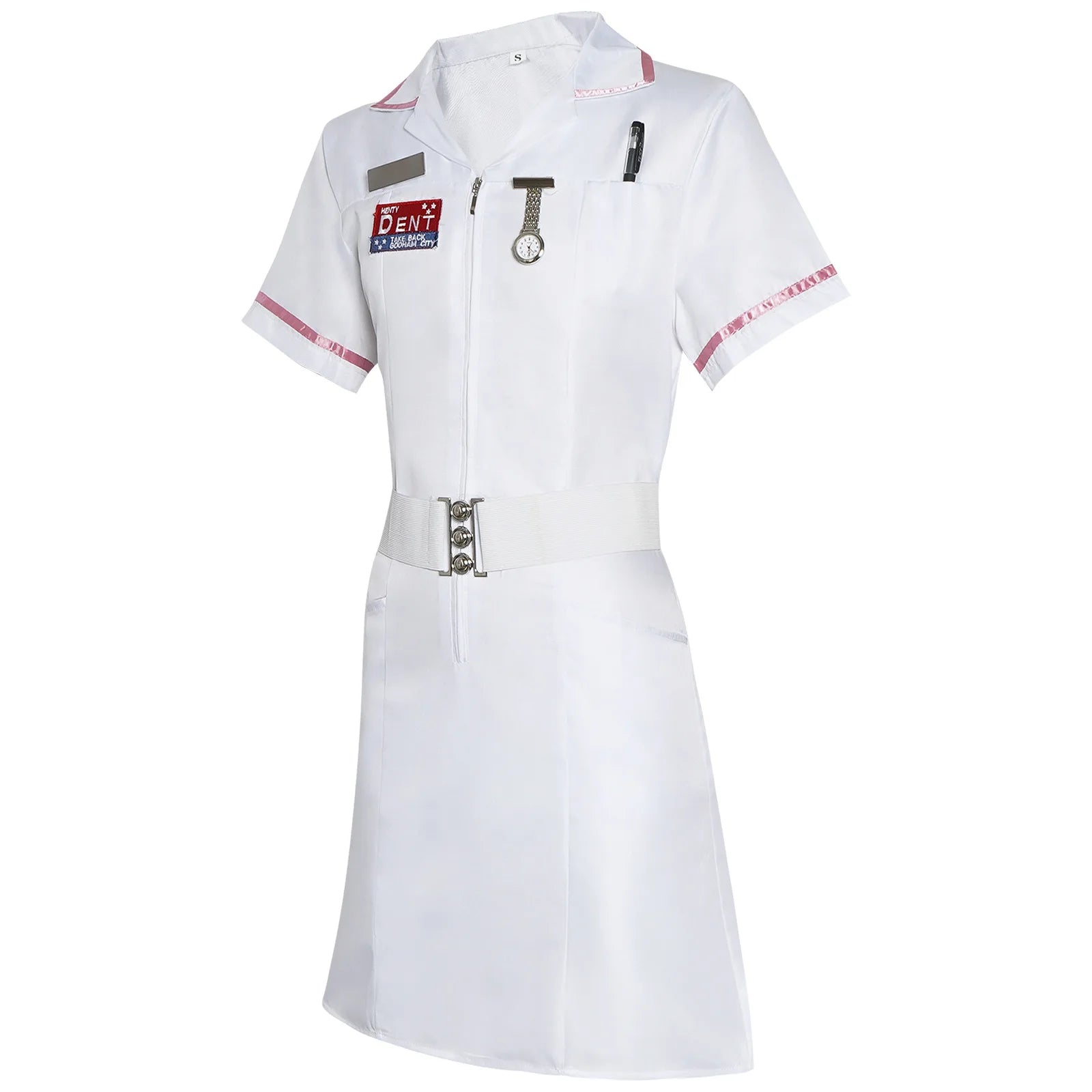 Dark Clown Costume Horror Nurse Costume Super Villain Cosplay Dress Belt Pocket Watches - suits / XXL
