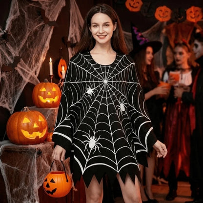 Creative Scary Spider Web Cloak Creepy Black Shawl Poncho Cape Costume - alternate view 5