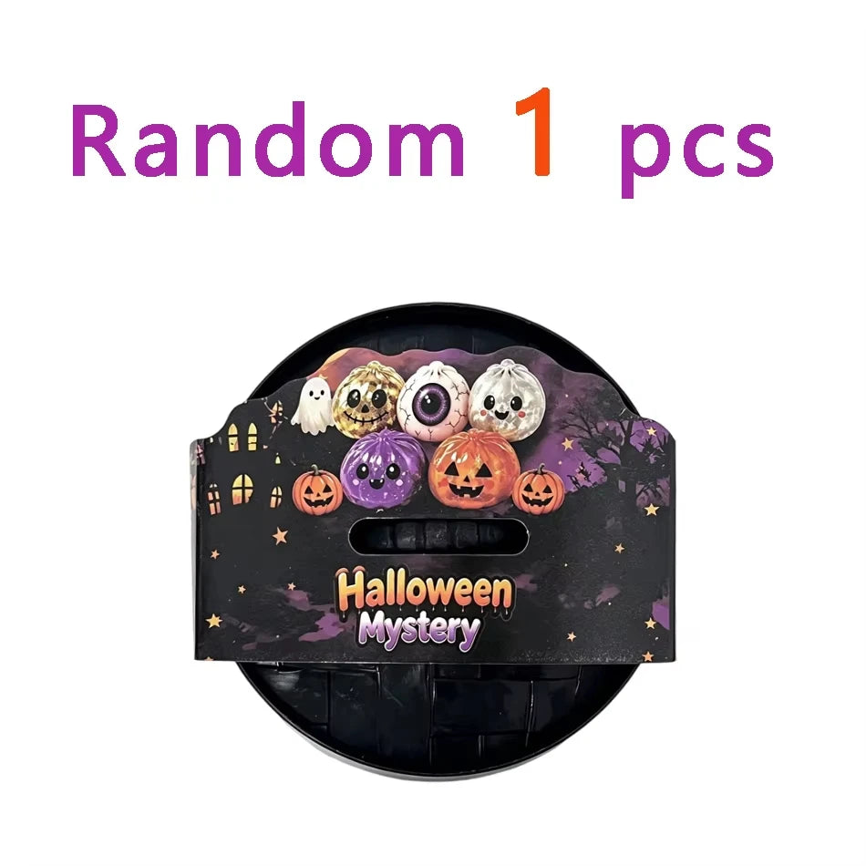 6 Styles Halloween Bun Squishy Toys Glitter Pumpkin Eyeball Cute Face Squeeze - product image 9
