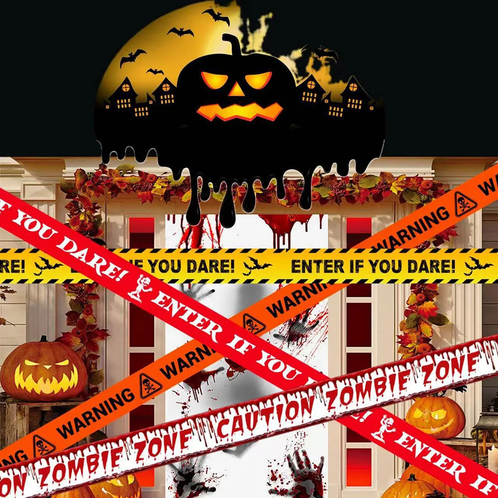 Halloween Warning Tape Signs Banner Halloween Props Window Prop Danger Warning Line Halloween Decoration Supplies
