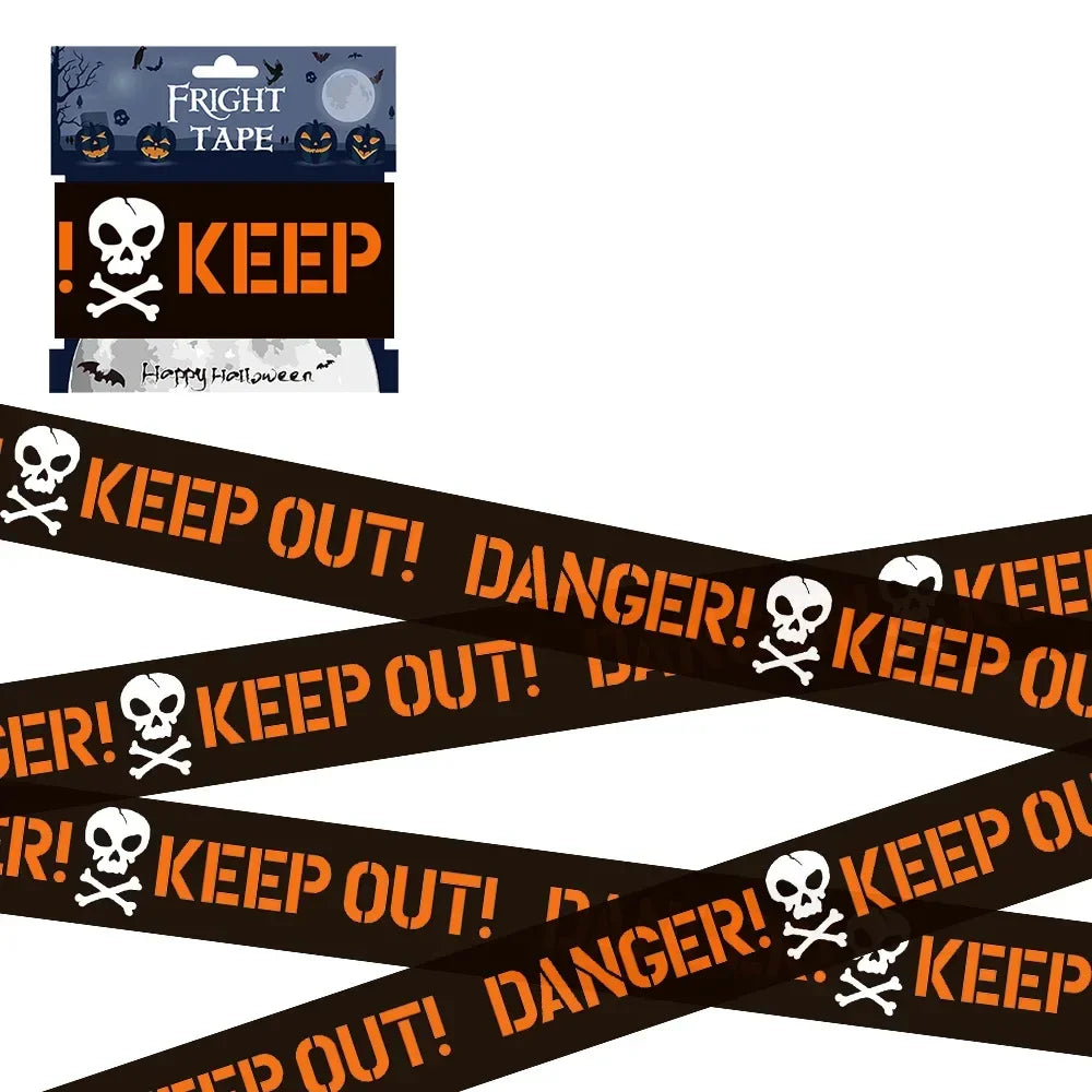 Halloween Warning Tape Signs Banner Halloween Props Window Prop Danger Warning Line Halloween Decoration Supplies