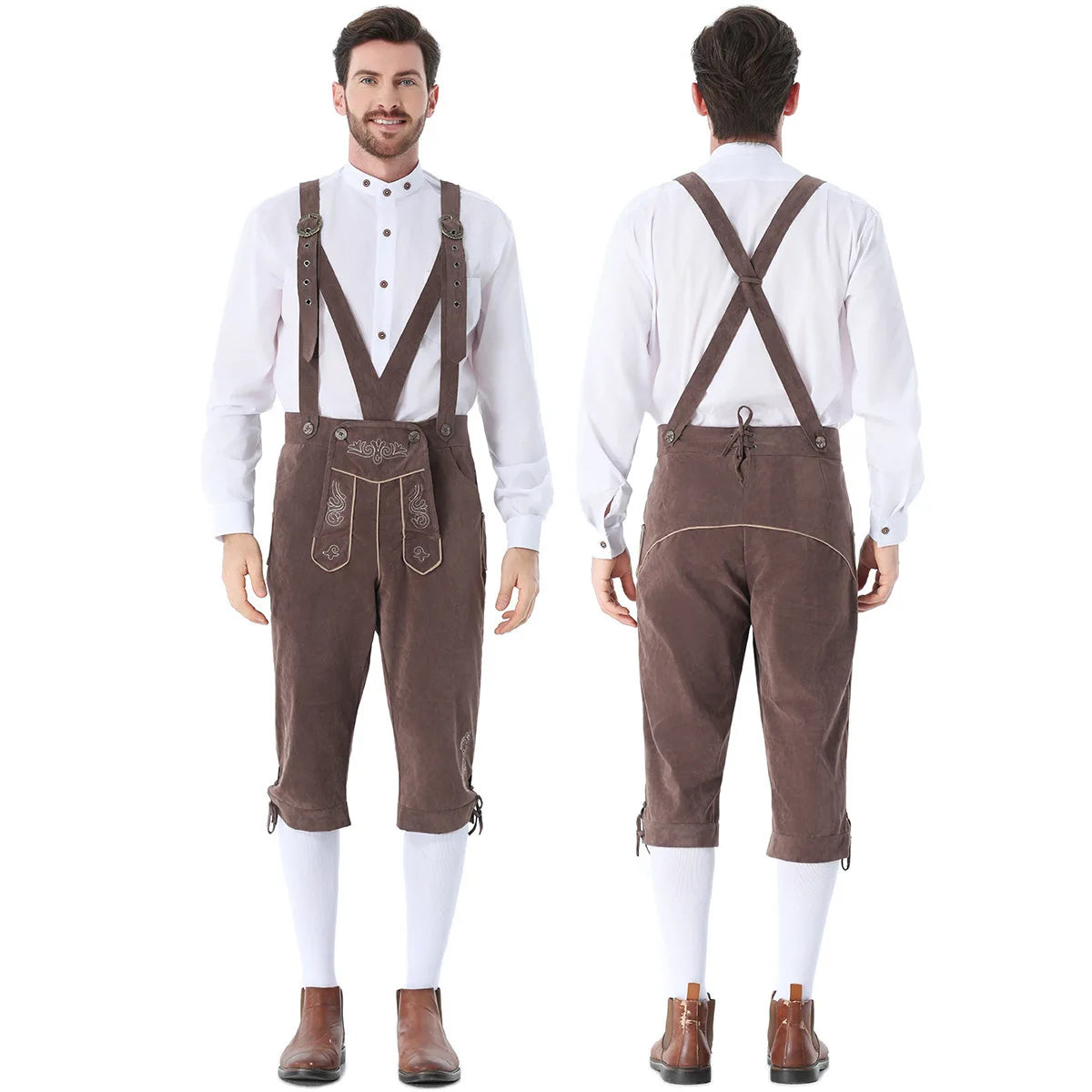 Men's Outfit Bavarian German Beer Festival Suspenders Short Sleeve Costume - alternate view 13