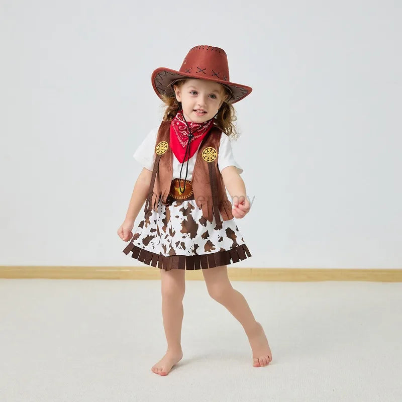 Purim Halloween Costumes for Baby Toddler Kids Child Girls Cowgirl Cowboy Costume - set 2 / 150