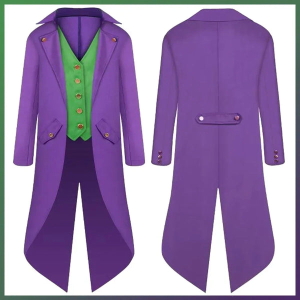 Movie Super Villain Costume Disguise Joker Costume Fantasy Tuxedo Jacket Vest Suit Adult - PURPLE / XL