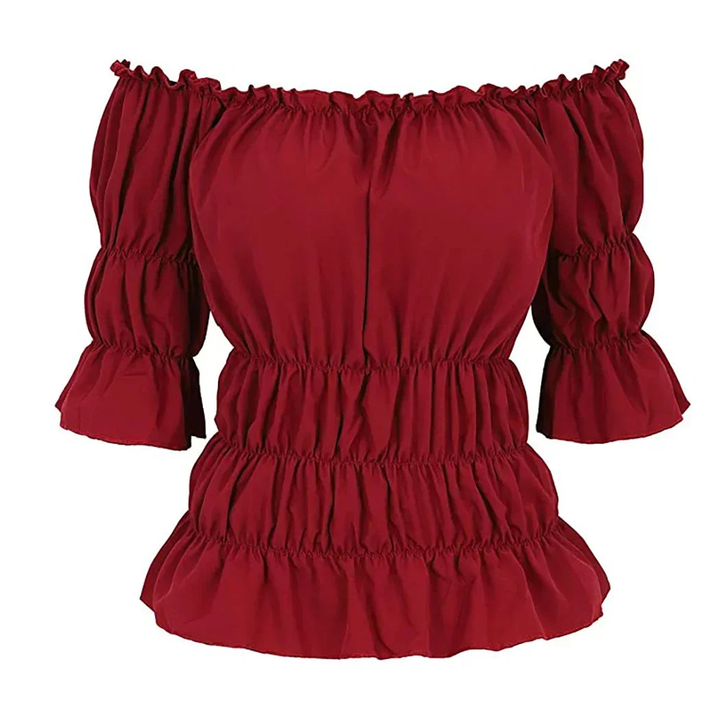 Pirate Blouse Women Medieval Peasant Costume Off Shoulder Sleeves Shirt Steampunk