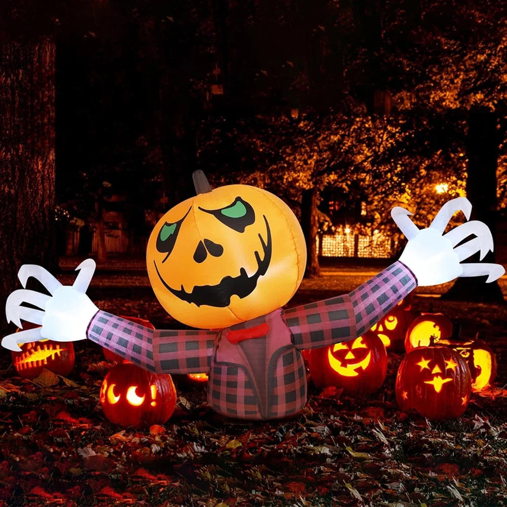 1.2M Halloween Pumpkin Wearing Checkered Shirt Inflatable Decoration Gentleman Ghost Halloween Inflated Toys - product image 1
