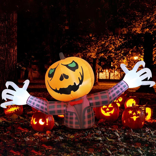 1.2M Halloween Pumpkin Wearing Checkered Shirt Inflatable Decoration Gentleman Ghost Halloween Inflated Toys - product image 1