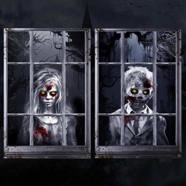 Halloween Window Silhouette Curtains