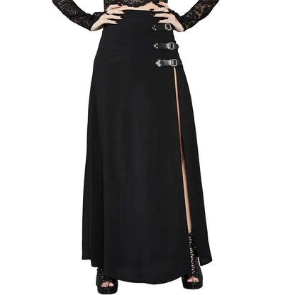 Women's Gothic Pirate Witch High-Waist Slit Costume Skirt