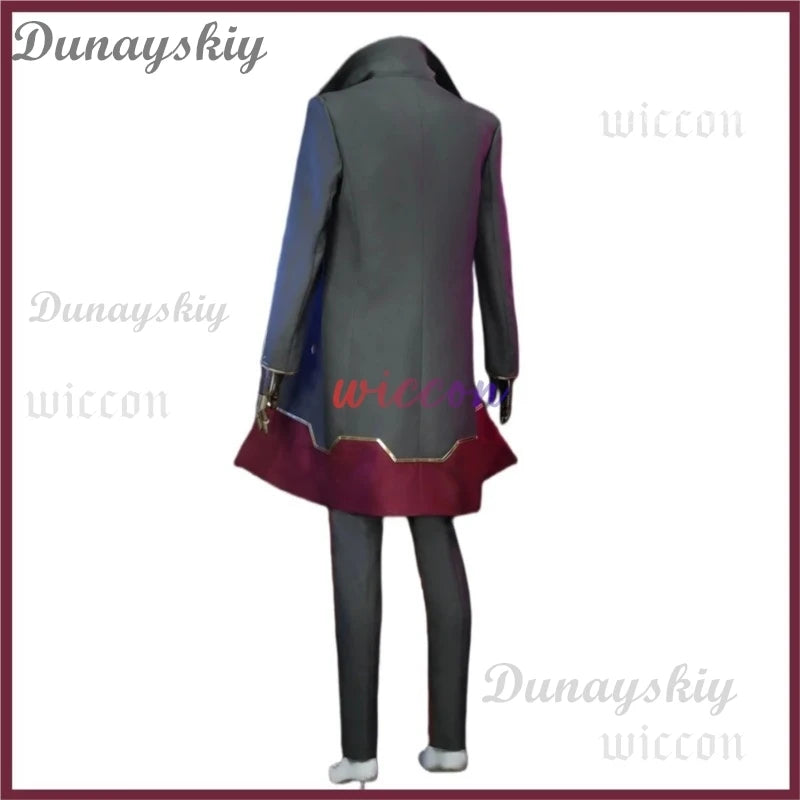 Game LOL Arcane Silco Costume Military Uniform Trench Coat Boot Wig for Adult Men - shoes / XS（old）