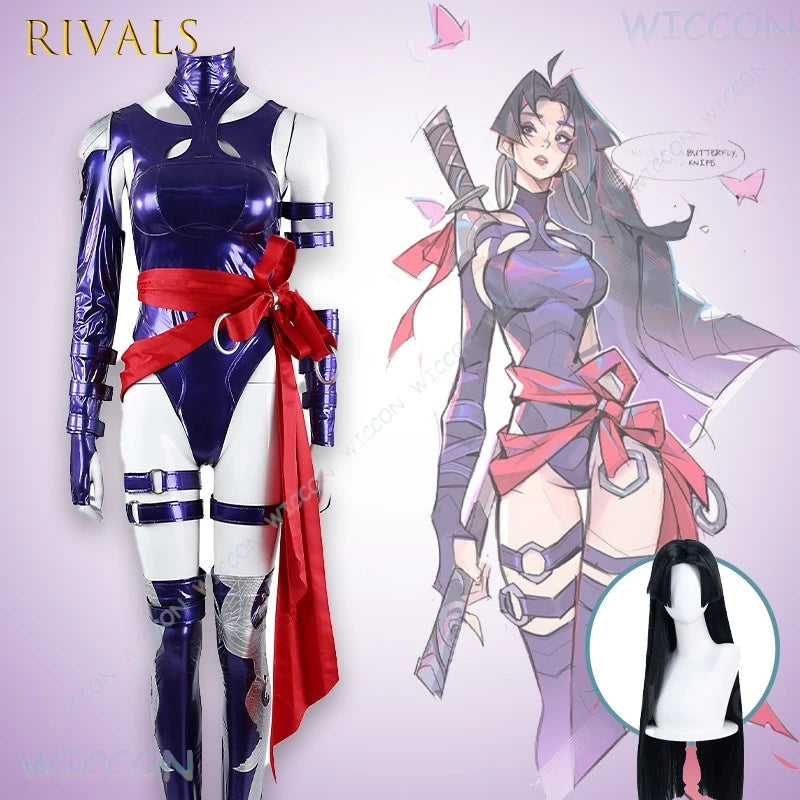 Uniform / Halloween Uniform Purple Rivals Psylocke Official Costume Women Game Character - suit wig / S