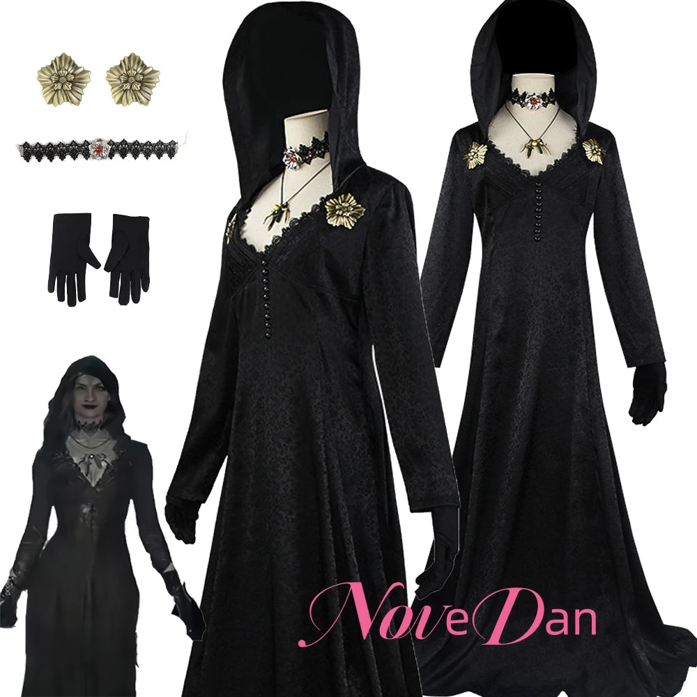 Resident 8 Village Cosplay Evil Bela Moth Lady Dimitrescu Costume Vampire Disguise Women Party DressHalloween