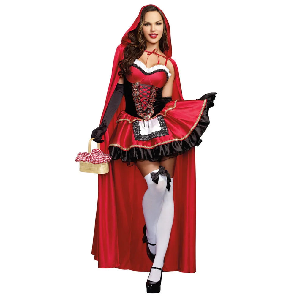 Halloween Costumes For Adult Women Little Red Riding Hood Costume Cloak Queen Fairy Cosplay Uniforms - product image 4