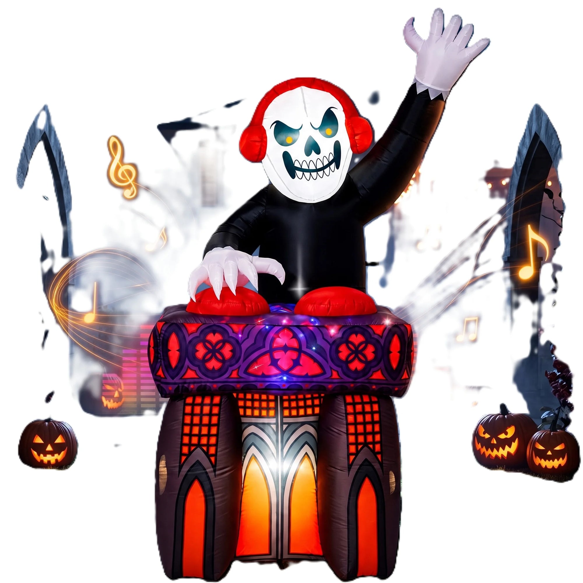 6FT DJ Skeleton Inflatable Decoration with Music Speaker & Music