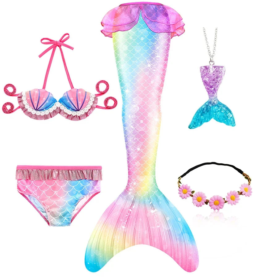 Mermaid Princess-Inspired Tail Memaid Swimsuit Bikini Bathing Suit Costume Girls Can
