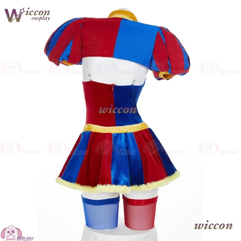 Clown Circus Costume Original Design Adult Digital Pomnii Wig Hat Velvet Skirt Cartoon - wig / XL