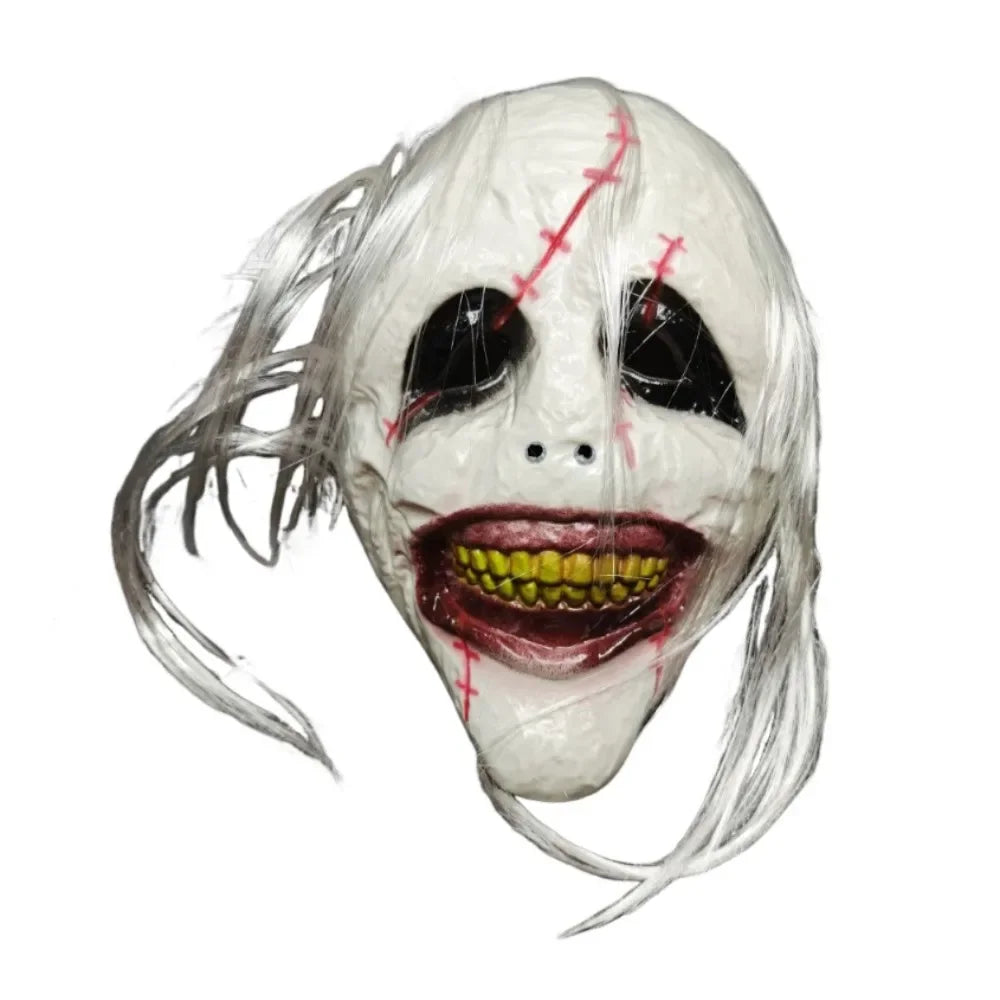 Latex Scary Woman Mask - Long Black Hair, 3 Styles - product image 7