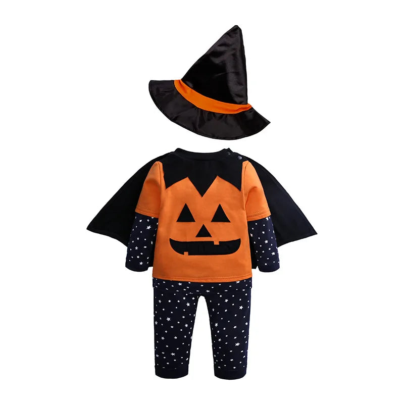 Baby Girls Boys Children Jumpsuit Pumpkin Costume Toddler Sleeveless Jumpsuit