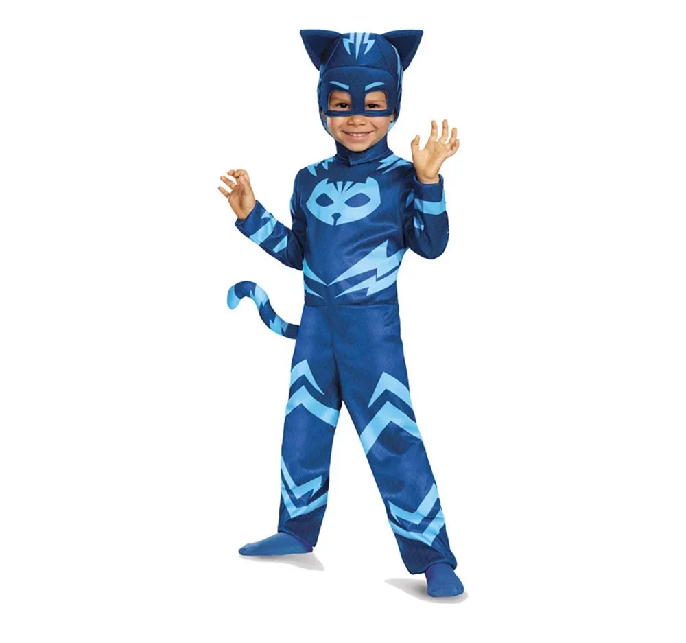Halloween Animal Costume Girl Boy Super Owl Hero Jumpsuit Mask Cute Costume Cat Gecko - L / Red
