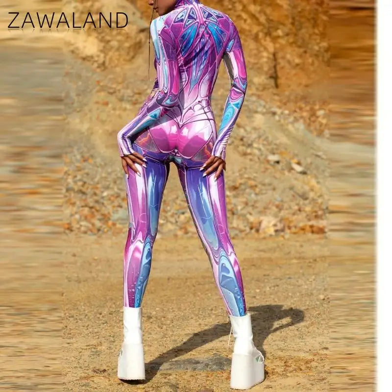 Zawaland Men Women Candyland Pink Costume Halloween Costume Sexy Bodysuit Zentai Suit - Women / XL
