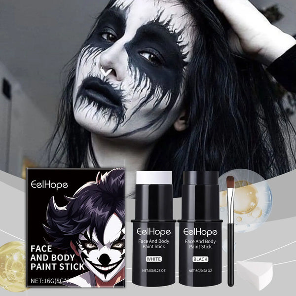 Halloween Black White Face Body Paint Kit Full Coverage Lighweight Foundation Clown Joker Makeup Festive - product image 1