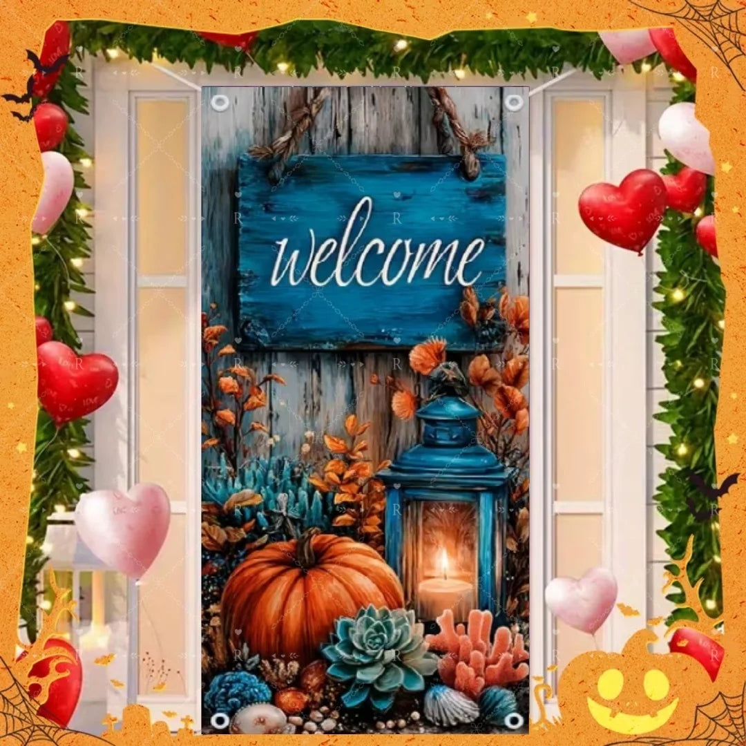 Happy Halloween Decor Door Cover Banner Horror Night Castle Bat Ghost Pumpkin - product image 26