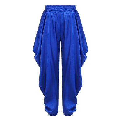 Kids' Arab Prince Satin Dhoti Pants Elastic Waistband Loose Baggy Trousers Costume - alternate view 3
