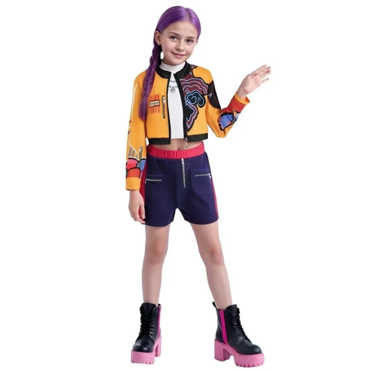 Halloween Kids Zoey Mira Rumi Costume KPop Hunters Girl Group Idol Dress Up Outfit Suit - 3 / 160