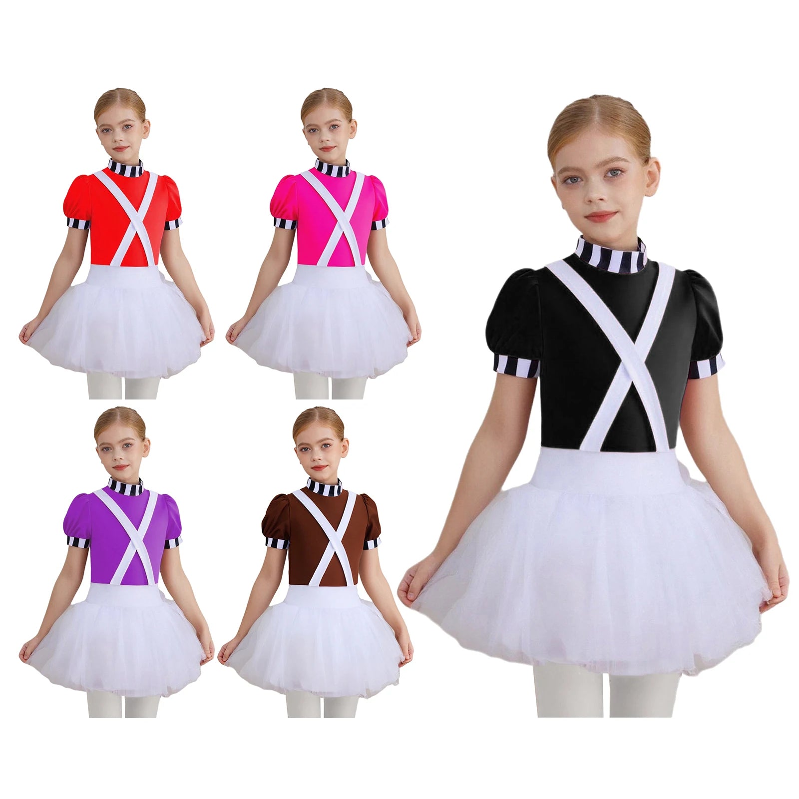 Kids Girls Halloween Chocolate Factory Worker Costume Theme Party Movie Character Cosplay Dress Up Short - product image 4