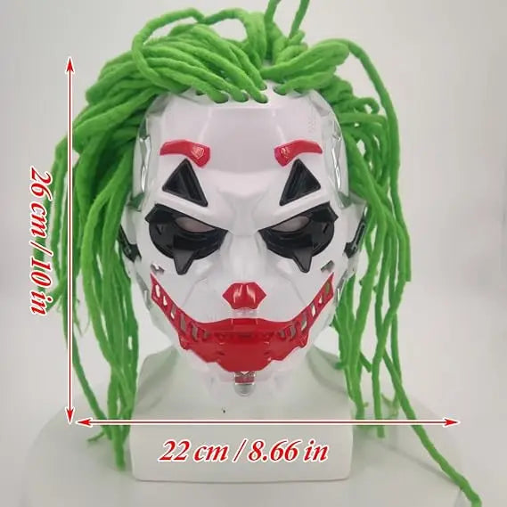 Full Face Costume Mask with Dreadlock-Style Hair – Green or White