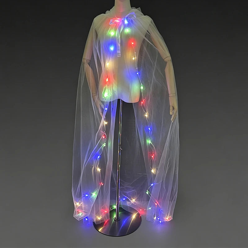 LED Light-Up Ghost Cloak – Halloween Cape & Hat Set Options